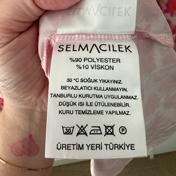 Selmacilek Floral Printed Long Sleeve Mini Dress Pink Small - Picture 5 of 7